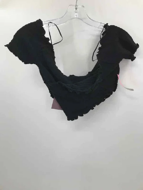 Pre-Owned Maverick Collection Black Size Small Blouse Off-Shoulder Wrap Blouse