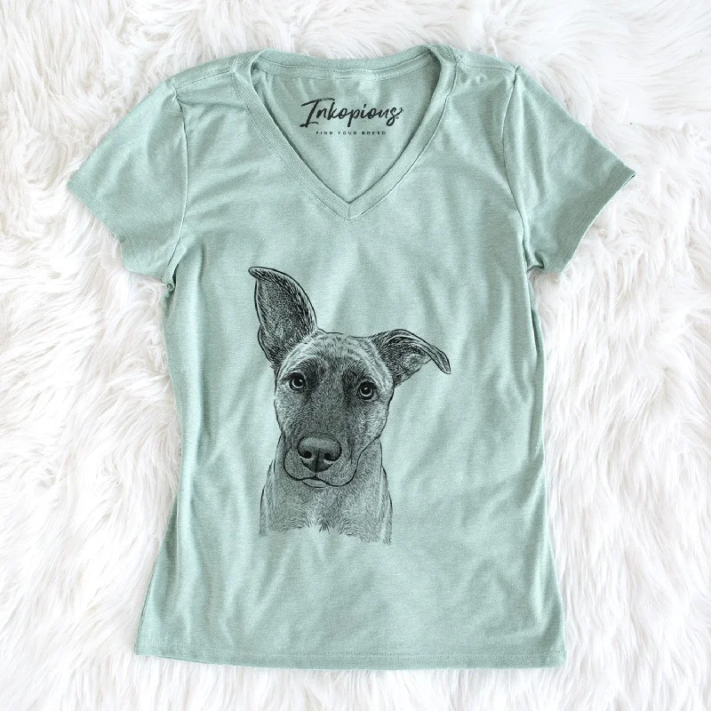 Bare Zoey the Mixed Breed - Women's V-neck Shirt-- Solid Color Striped Floral