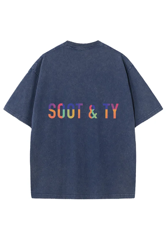 Soot and Ty Large Logo Print Relaxed Fit Stonewash T-shirt-- Modern Contemporary Chic Soot and Ty Large Logo Print Relaxed Fit Stonewash T-shirt-- Modern Contemporary Chic