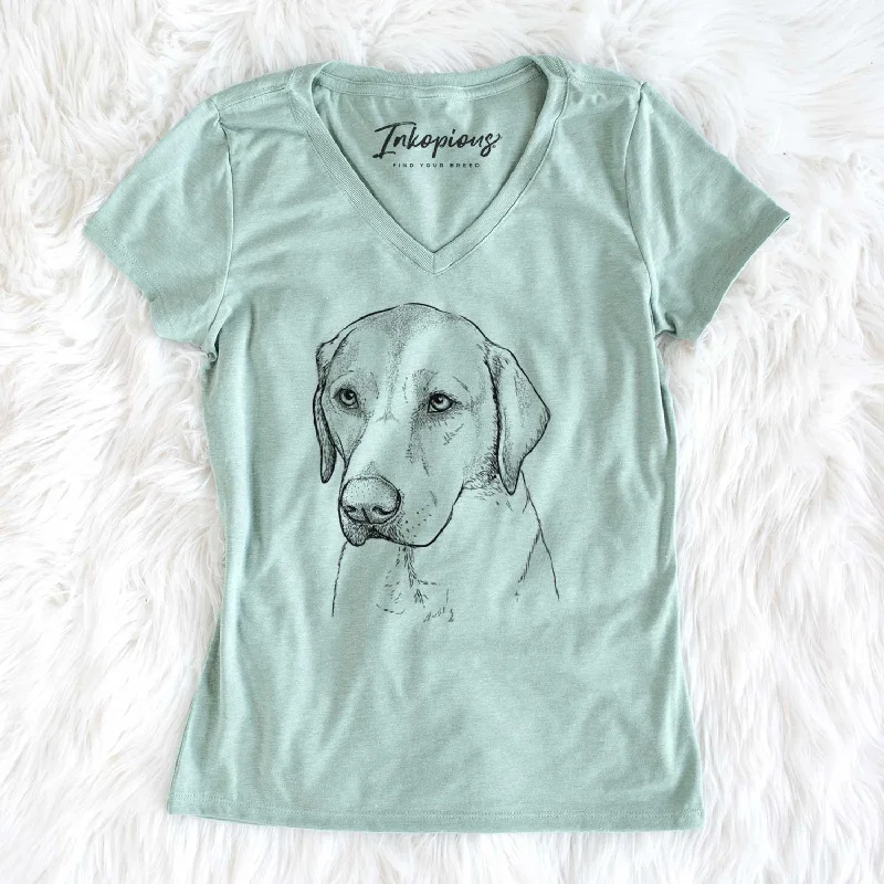 Bare Braxton the Yellow Lab - Women's V-neck Shirt-- Wool Fabric Cashmere Fabric Tweed Fabric Bare Braxton the Yellow Lab - Women's V-neck Shirt-- Wool Fabric Cashmere Fabric Tweed Fabric