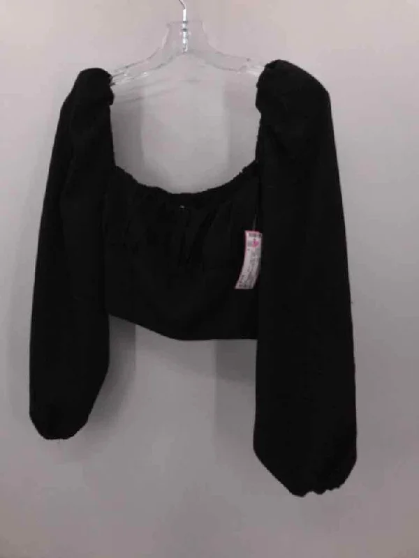 Pre-Owned Princess Polly Black Size 8 Blouse Casual Relaxed Fit Blouse