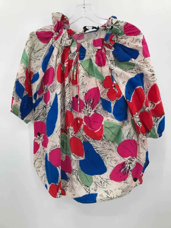 Pre-Owned Sara Campbell Tan Size Medium Blouse Frilled Cuff Blouse