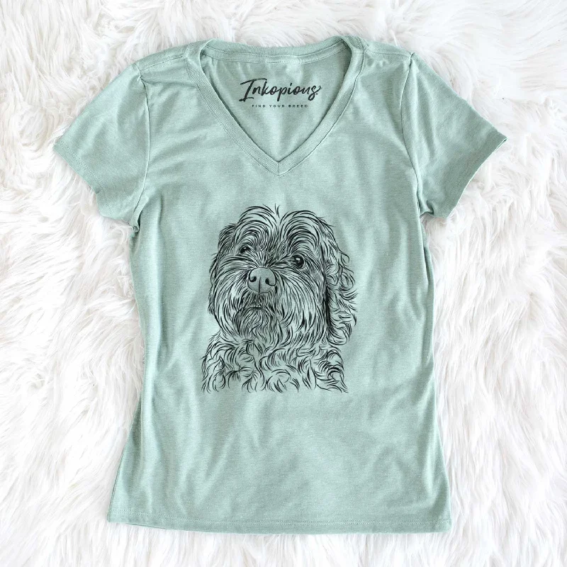 Bare Maggie Girl the Cockapoo - Women's V-neck Shirt-- Anti-Shrink Durable Soft