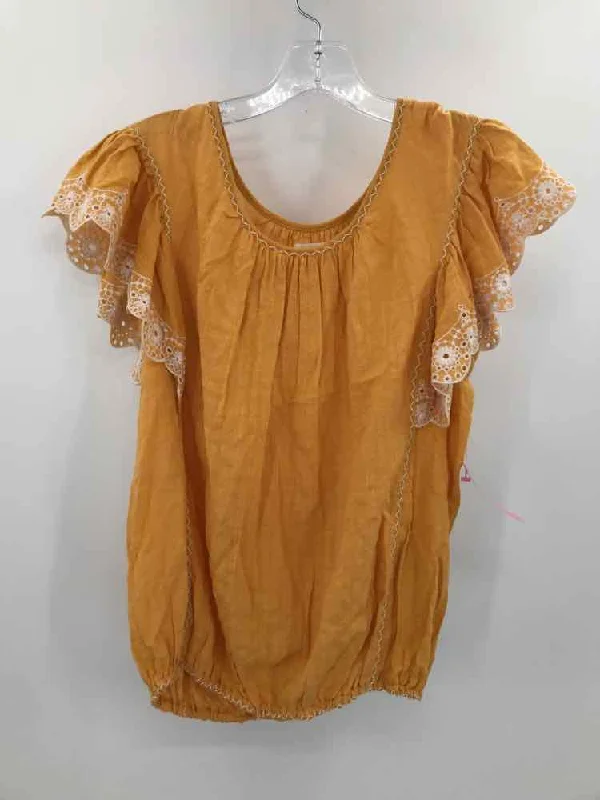 Pre-Owned Max Studio Yellow Size Small Blouse Sheer Mesh Blouse