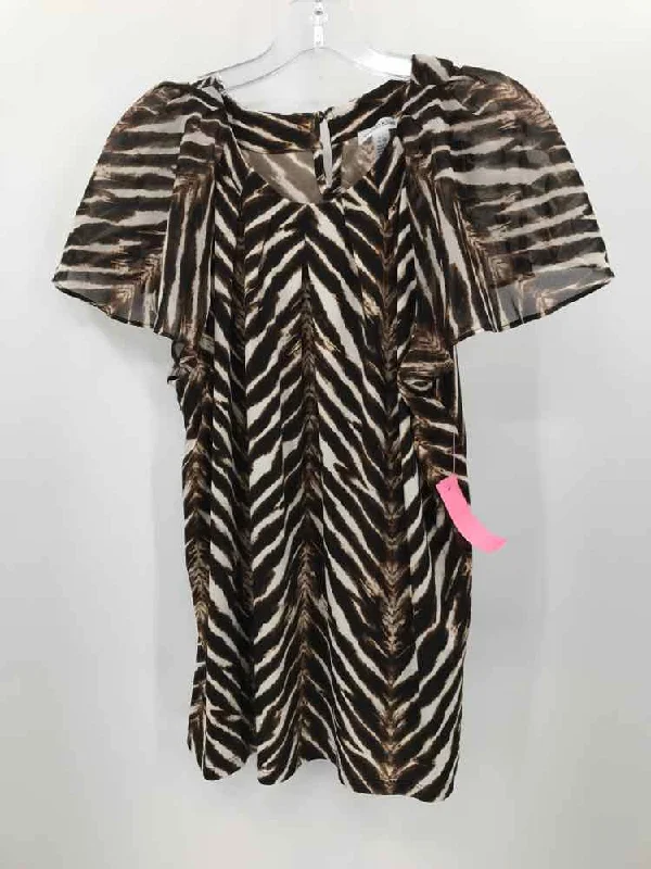 Pre-Owned Calvin Klein Brown Size Large Printed Blouse Sweetheart Neck Blouse