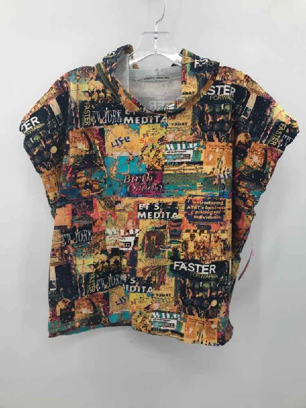 Pre-Owned printed artworks Yellow Size XS Printed Hooded Blouse Off-Shoulder Wrap Blouse