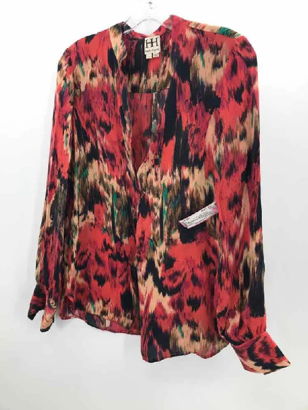 Pre-Owned Haute Hippie Orange Size Large Long Sleeve Blouse Romantic Lace Blouse