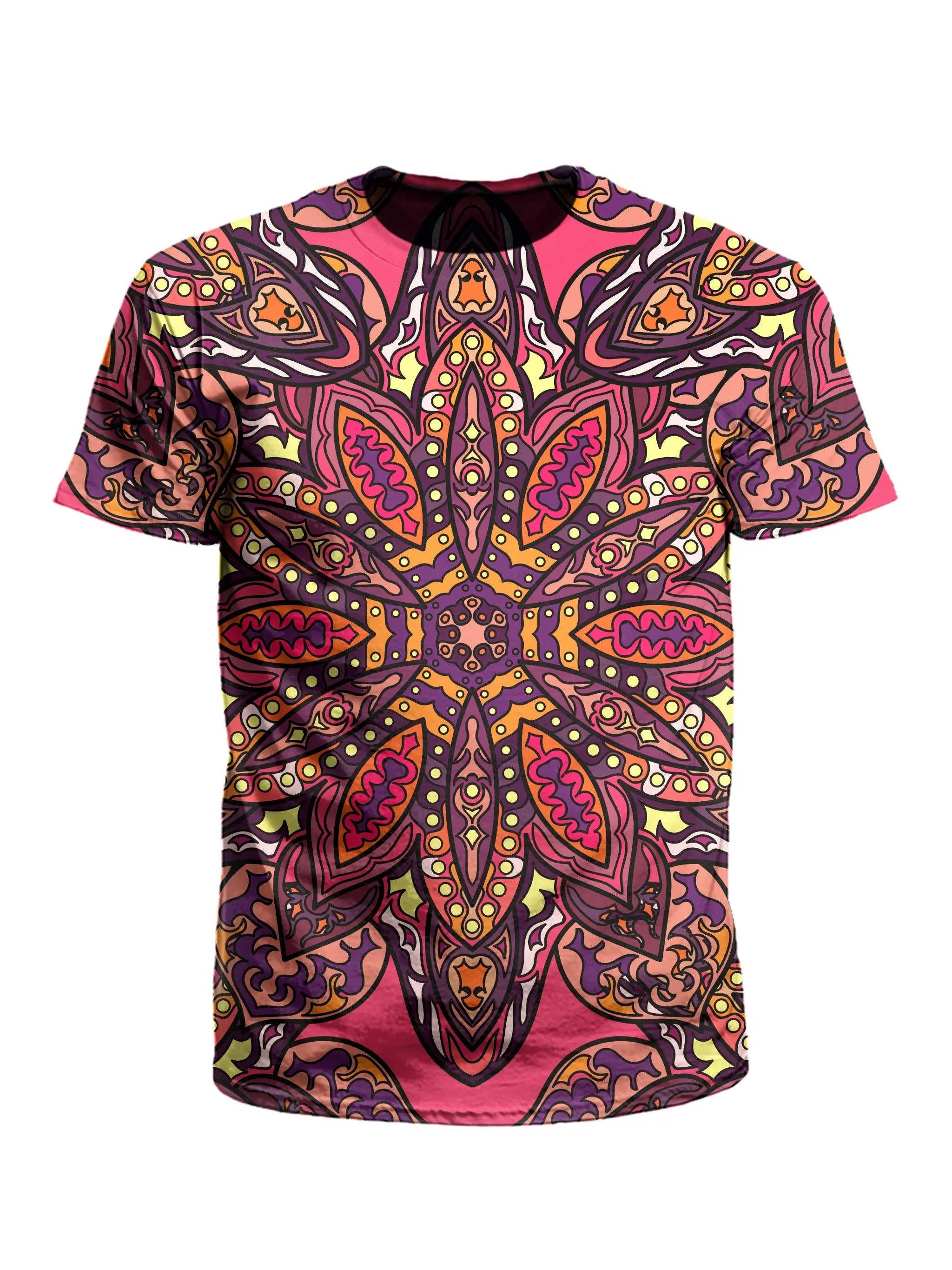 Floral Sunset Mandala T-Shirt-- Mesh Blend Leather Blend Suede Blend