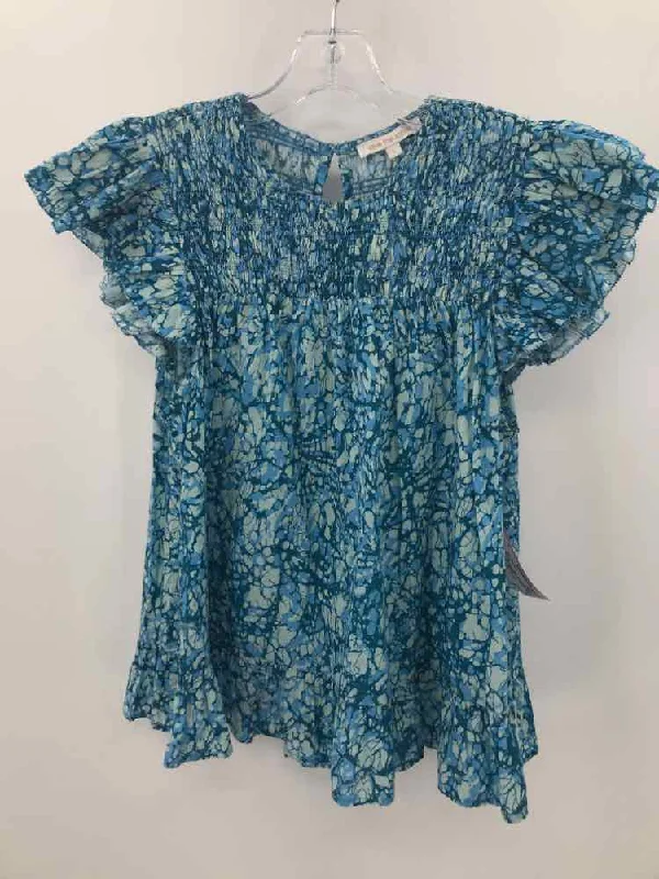 Pre-Owned Love The Label Blue Size Large Blouse Embroidered Cotton Blouse