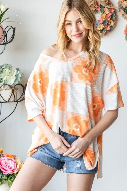 Blue Zone Planet | HOPELY Contrast Checkered Floral V-Neck T-Shirt-- Casual Formal Business Blue Zone Planet | HOPELY Contrast Checkered Floral V-Neck T-Shirt-- Casual Formal Business