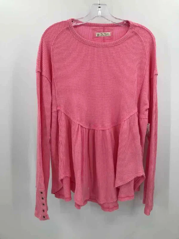 Pre-Owned Free People Pink Size Medium Long Sleeve Blouse Ruched Sleeve Blouse