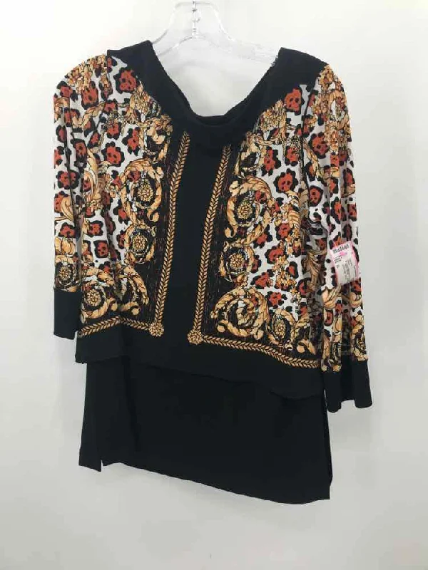 Pre-Owned Eva Varro Black Size XL Tunic Blouse Mandarin Collar Blouse