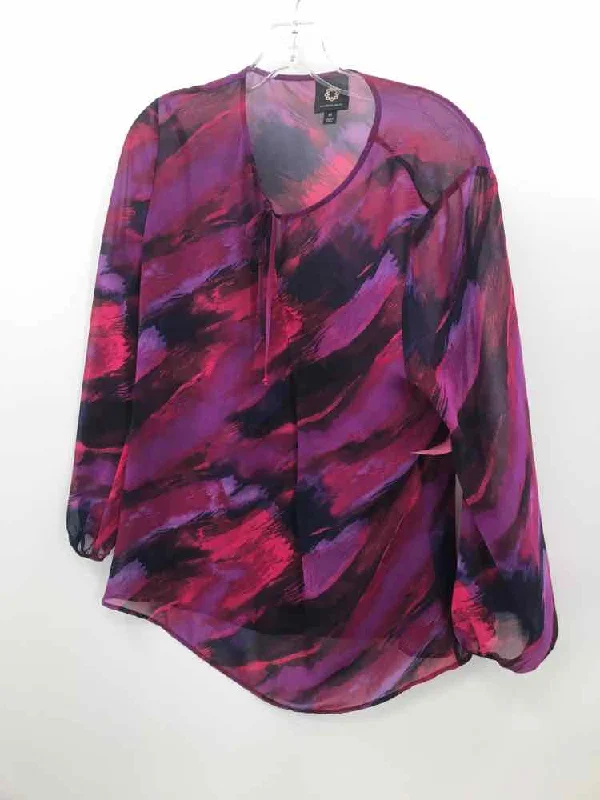 Pre-Owned Amber Sun Purple Size Medium Blouse Embellished Collar Blouse