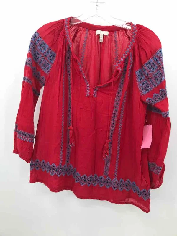 Pre-Owned Joie Red Size XXS Blouse Elegant Embroidery Blouse