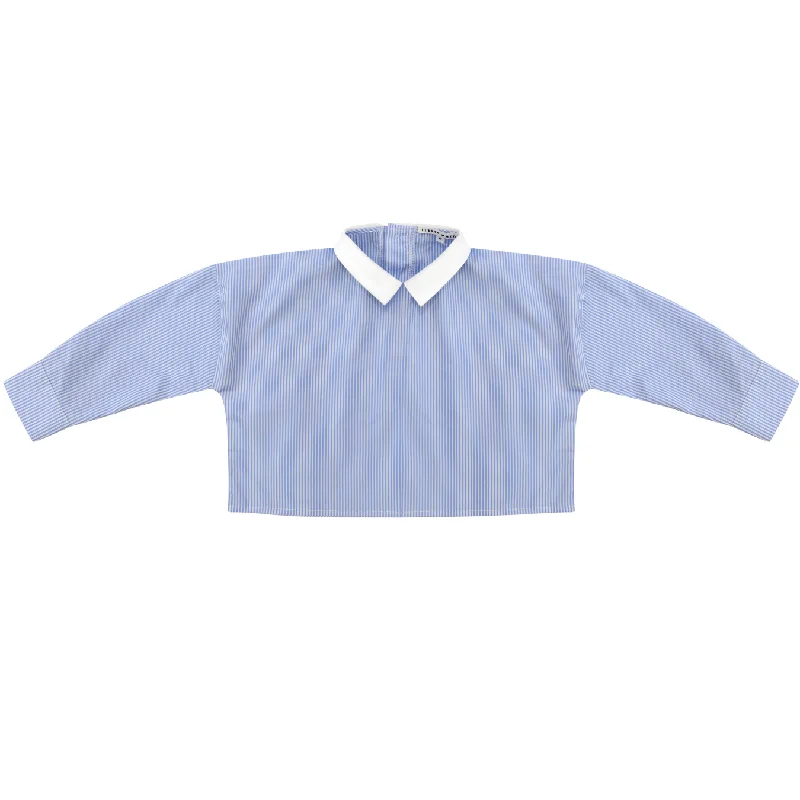 Blue Stripe Shirt-- Fleece Fabric Down Fabric Feather Fabric