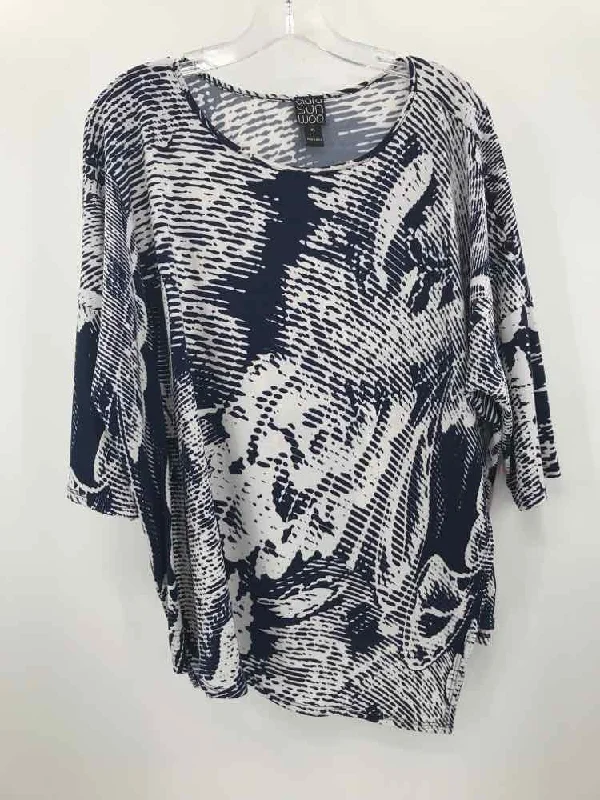 Pre-Owned Clara Sun Woo White Size XL Blouse Satin Drape Blouse