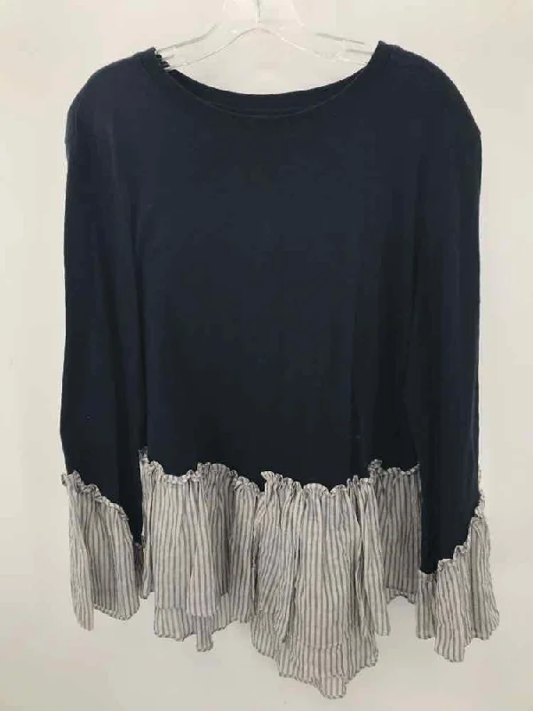 Pre-Owned Cinq a Sept Navy Size Medium Long Sleeve Blouse Classic White Blouse
