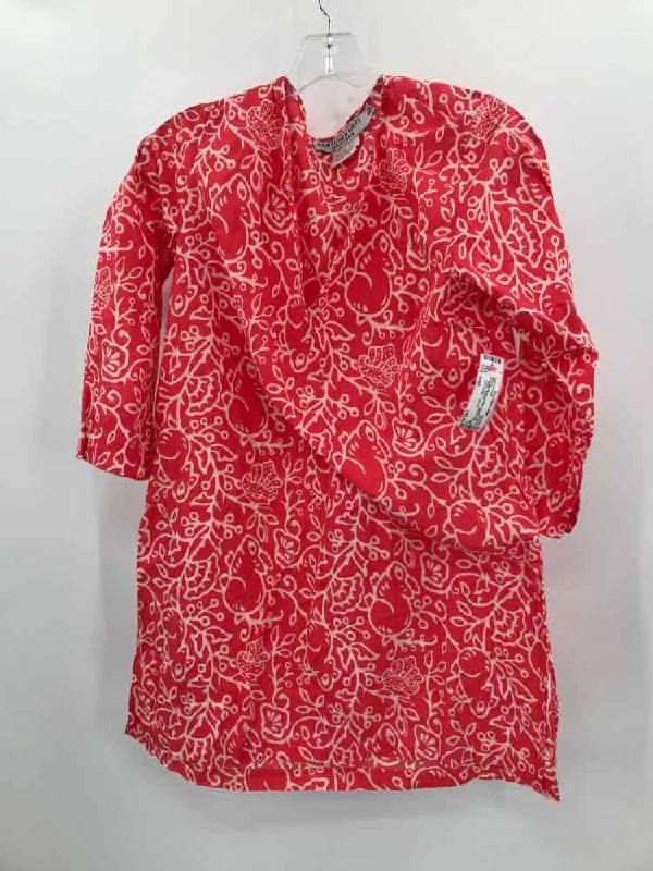 Pre-Owned Gretchen Scott Red Size Small Tunic Blouse Oversized Silk Blouse