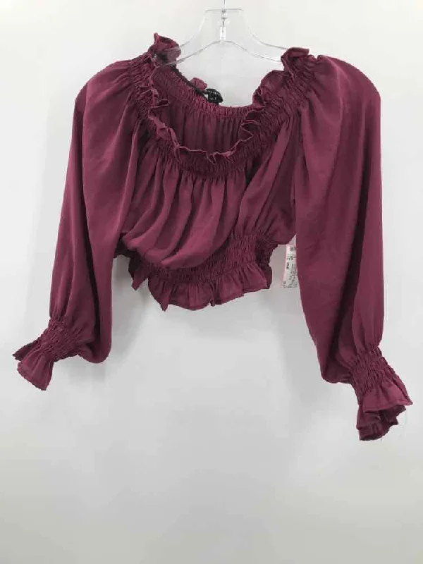 Pre-Owned Olivaceaous Purple Size Small Long Sleeve Blouse Relaxed Fit Blouse