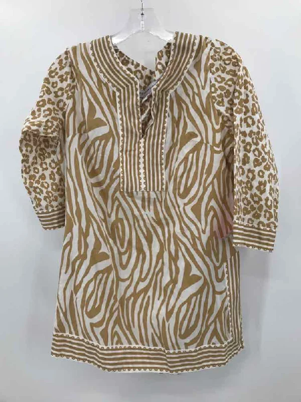 Pre-Owned Gretchen Scott Tan Size Small Tunic Blouse Wrap Front Blouse