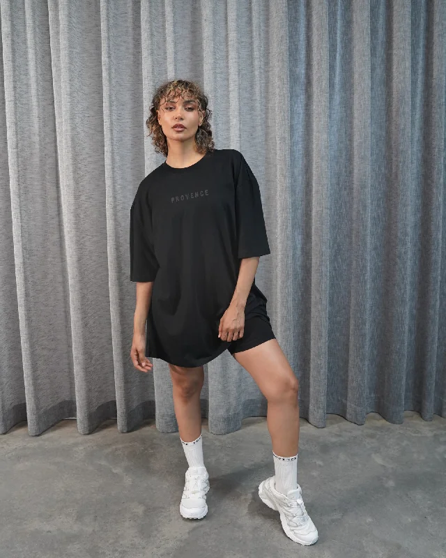 Womens Crest Logo T-Shirt Black-- Front Pockets Side Pockets Patch Pockets