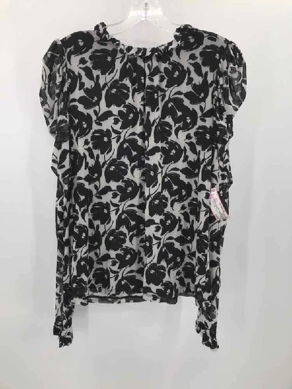 Pre-Owned DKNY Black Size Small Printed Blouse Loose Fit Blouse