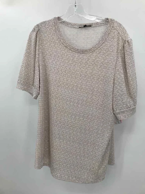 Pre-Owned Adrianna Papell Tan Size Large Blouse Elegant Semi-Sheer Blouse