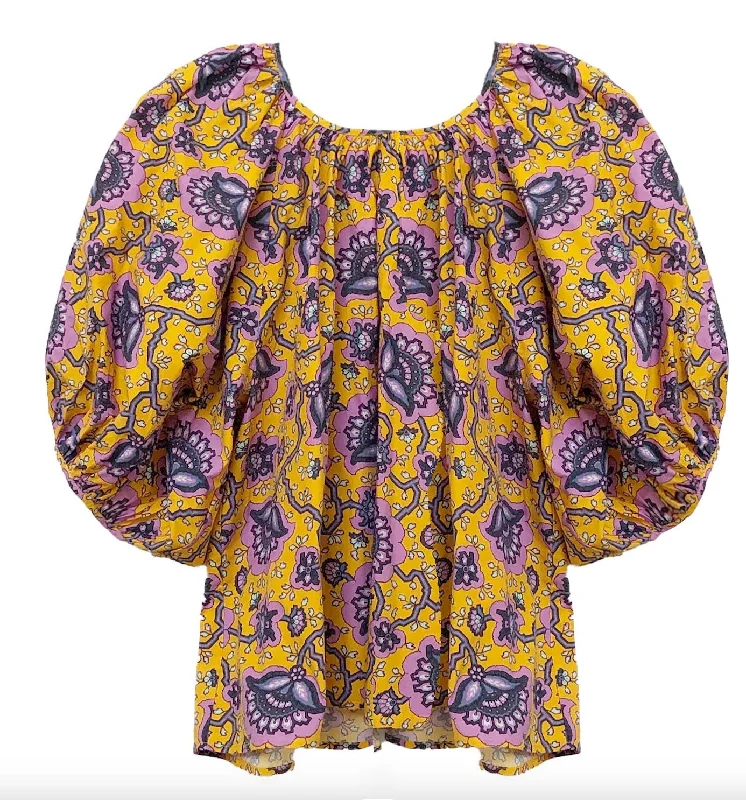 Rhode Women's Rowan Top Blouse Gold Lotus Flowy Bohemian Blouse
