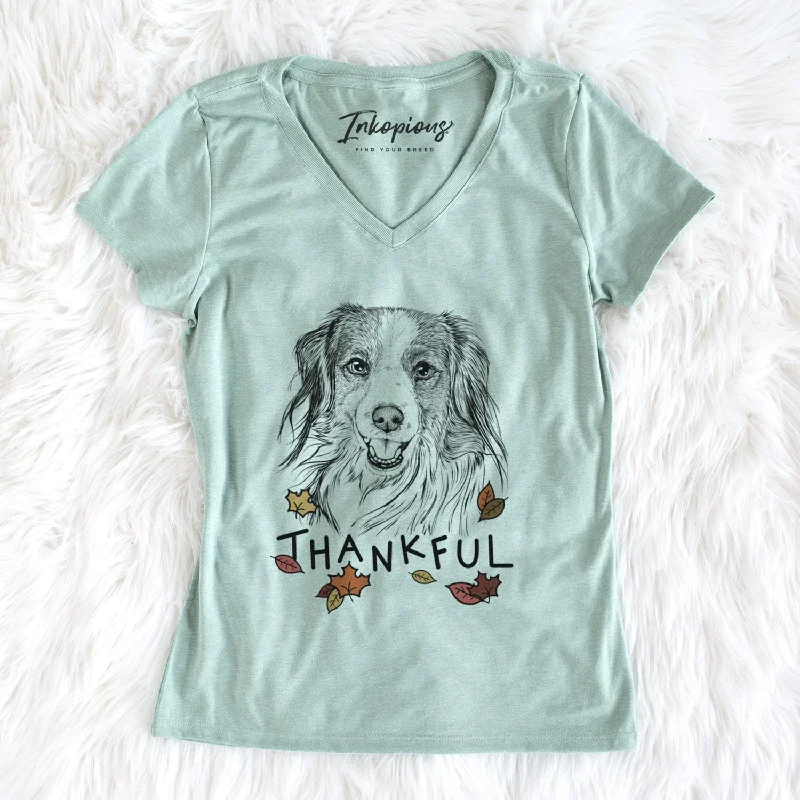 Thankful Rutger the Nederlandse Kooikerhondje - Women's V-neck Shirt-- Layered Multi-layer Single Layer Thankful Rutger the Nederlandse Kooikerhondje - Women's V-neck Shirt-- Layered Multi-layer Single Layer