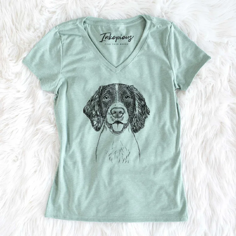 Bare Ever the English Springer Spaniel - Women's V-neck Shirt-- Anti-Pilling Machine Wash Handmade Bare Ever the English Springer Spaniel - Women's V-neck Shirt-- Anti-Pilling Machine Wash Handmade