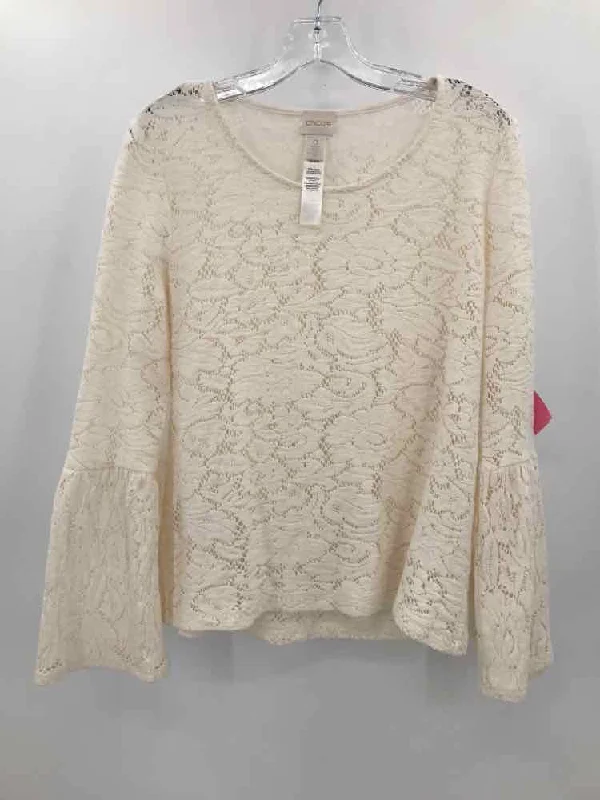 Pre-Owned Chico's Ivory Size Small Blouse Lightweight Floral Blouse
