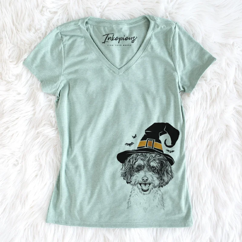 Witch Carlos the Cavapoo - Women's Perfect V-neck Shirt-- Collared Crew Neck Turtle Neck Witch Carlos the Cavapoo - Women's Perfect V-neck Shirt-- Collared Crew Neck Turtle Neck