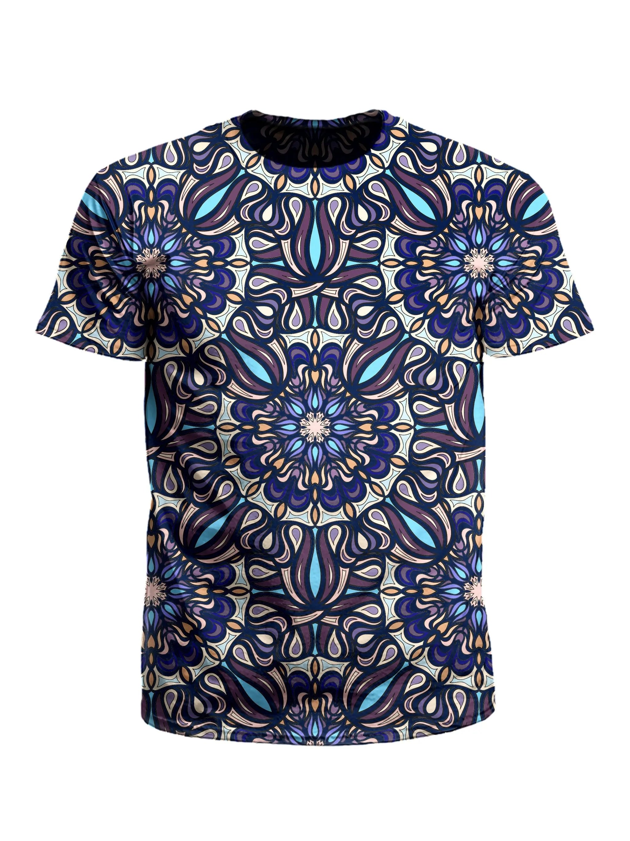 Blue Bells Mandala T-Shirt-- Zippered Buttoned Snapped