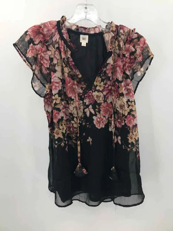 Pre-Owned Autres Filles Black Size XS Floral Blouse Oversized Silk Blouse