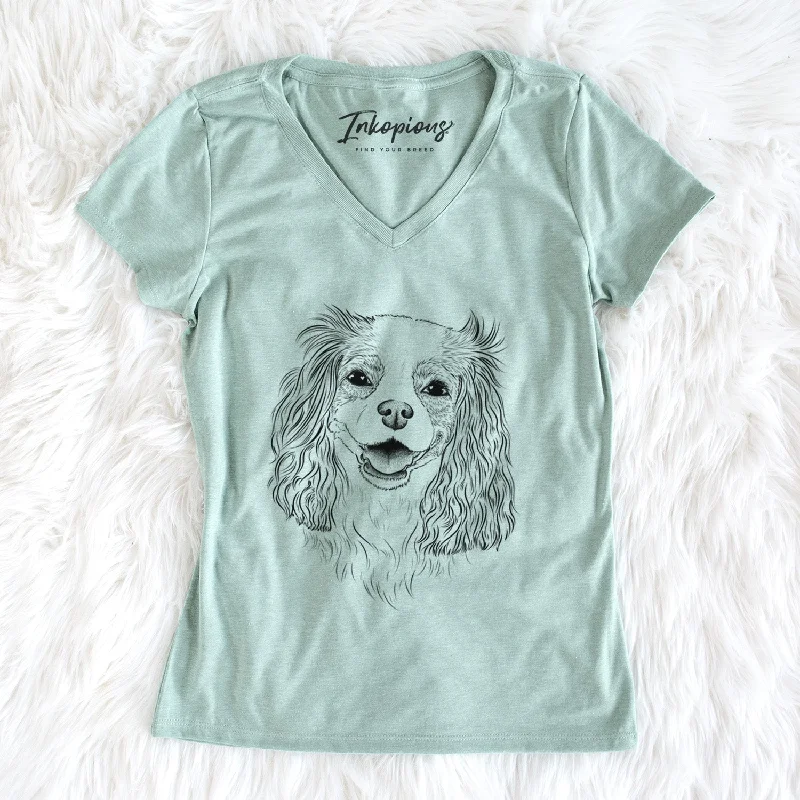 Bare Halley Comet the Cavalier King Charles Spaniel - Women's V-neck Shirt-- Boxy Fit Fitted Loose Bare Halley Comet the Cavalier King Charles Spaniel - Women's V-neck Shirt-- Boxy Fit Fitted Loose