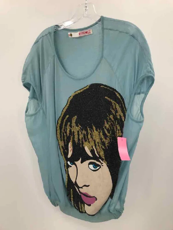 Pre-Owned Eyedoll Blue Size One Size Graphic Blouse Double-Layered Blouse