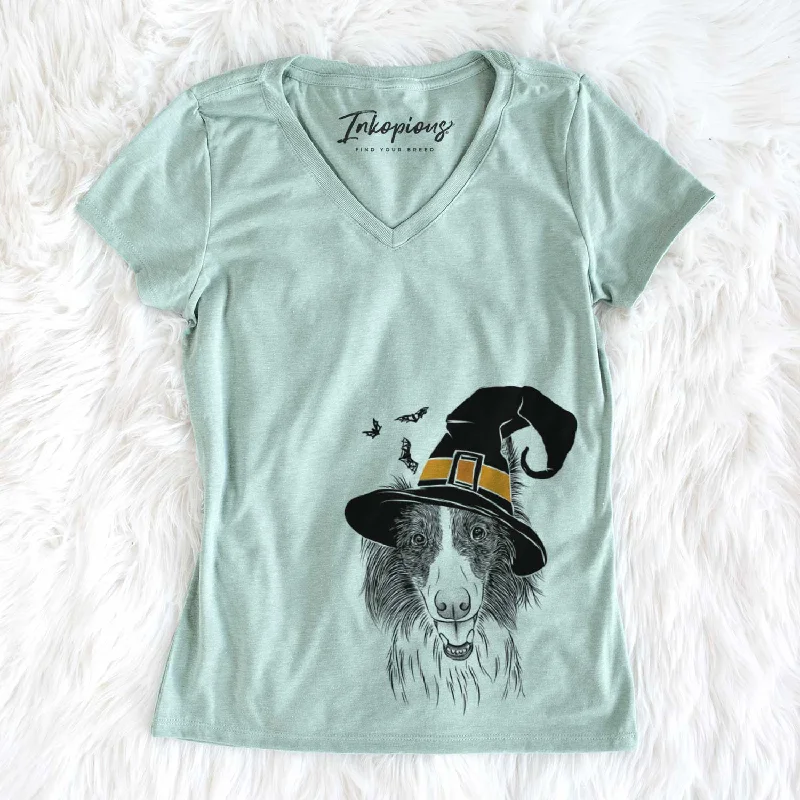 Witch Archie the Silken Windhound - Women's V-neck Shirt-- Thin T-Shirt Open Front Quick Dry
