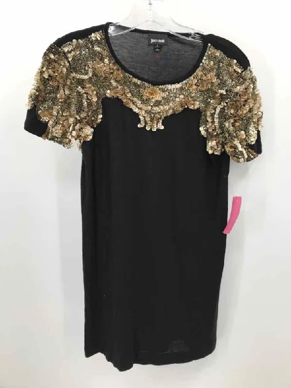 Pre-Owned Just Cavalli Black Size Small Blouse Chic Ruffle Blouse