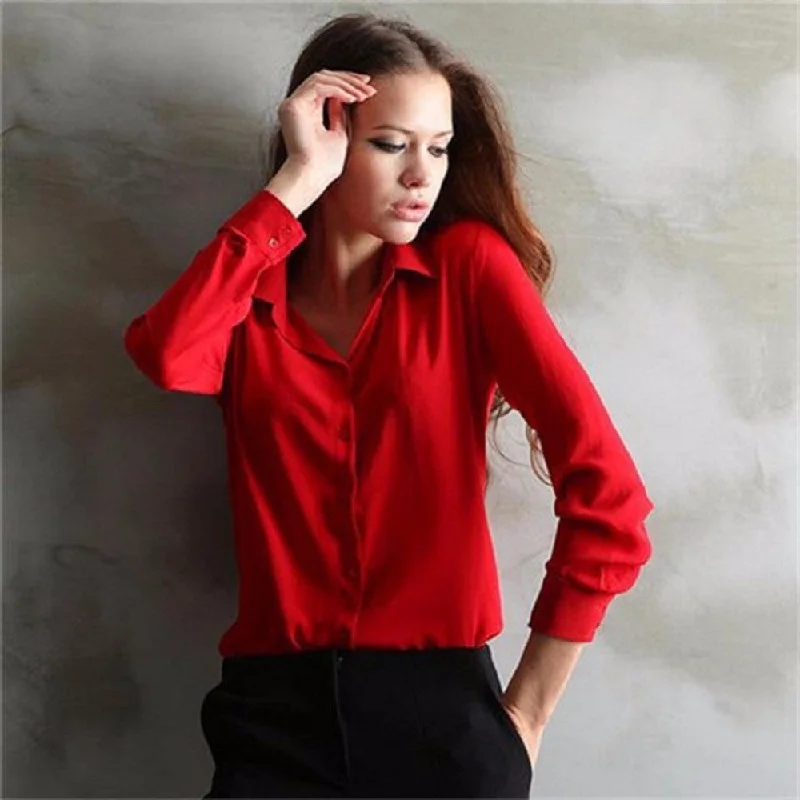 5 Colors Work Wear Women Shirt Chiffon Blusas Femininas Tops Elegant Ladies Formal Office Blouse Plus Size XXL Chic Wrap Blouse