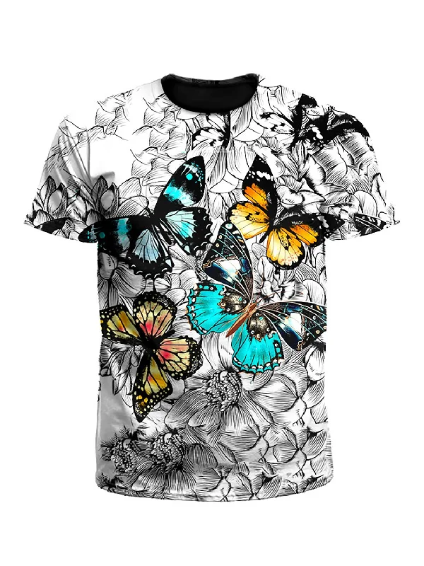Flutterby Floral Butterfly Unisex T-Shirt-- Elasticated Padded Insulated