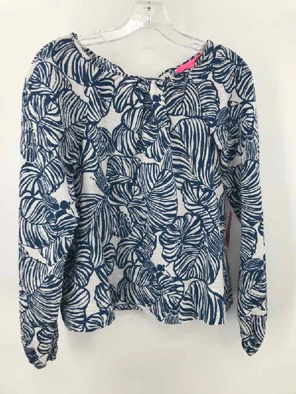 Pre-Owned Lilly Pulitzer Blue Size XS Blouse Collared Satin Blouse