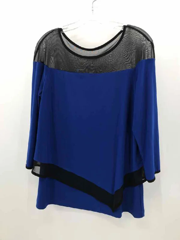 Pre-Owned Coco Bianco Blue Size Medium Tunic Blouse Frilled Cuff Blouse