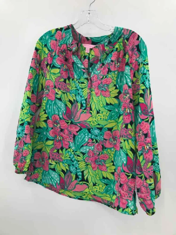 Pre-Owned Lilly Pulitzer Green Size Small Blouse Short Sleeve Blouse