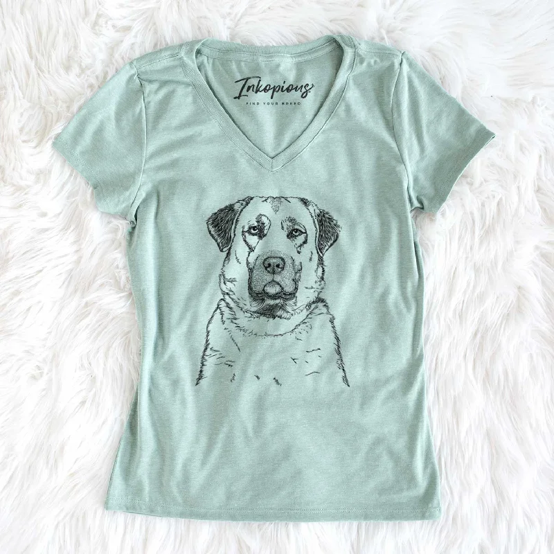 Bare Loca the Anatolian Shepherd - Women's V-neck Shirt-- Mesh Blend Leather Blend Suede Blend Bare Loca the Anatolian Shepherd - Women's V-neck Shirt-- Mesh Blend Leather Blend Suede Blend