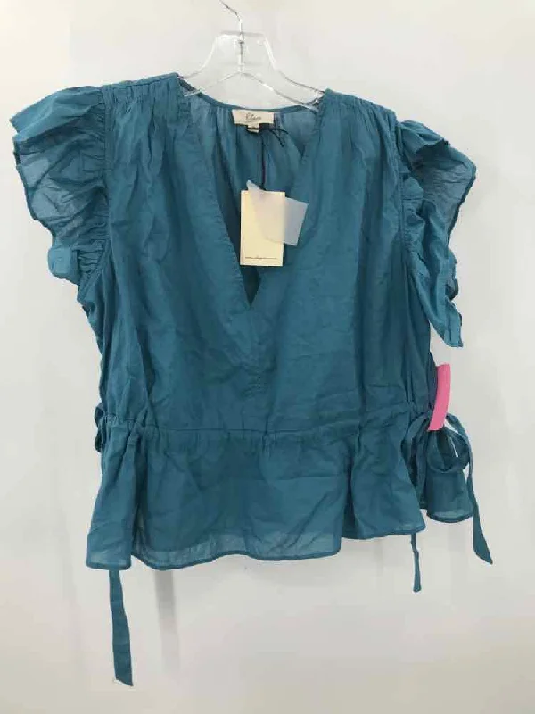 Pre-Owned Elan Blue Size Large Blouse Chic Square Blouse