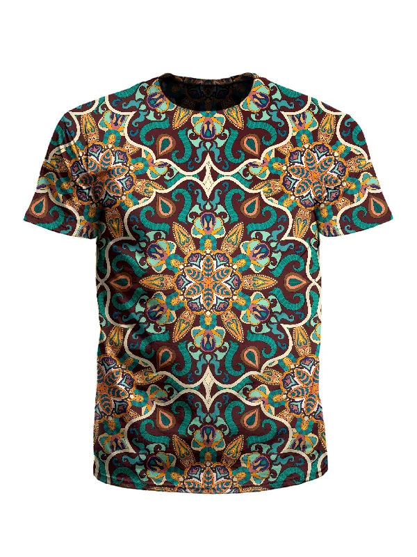 Autumn Mandala T-Shirt-- Polka Dot Checkered Tartan