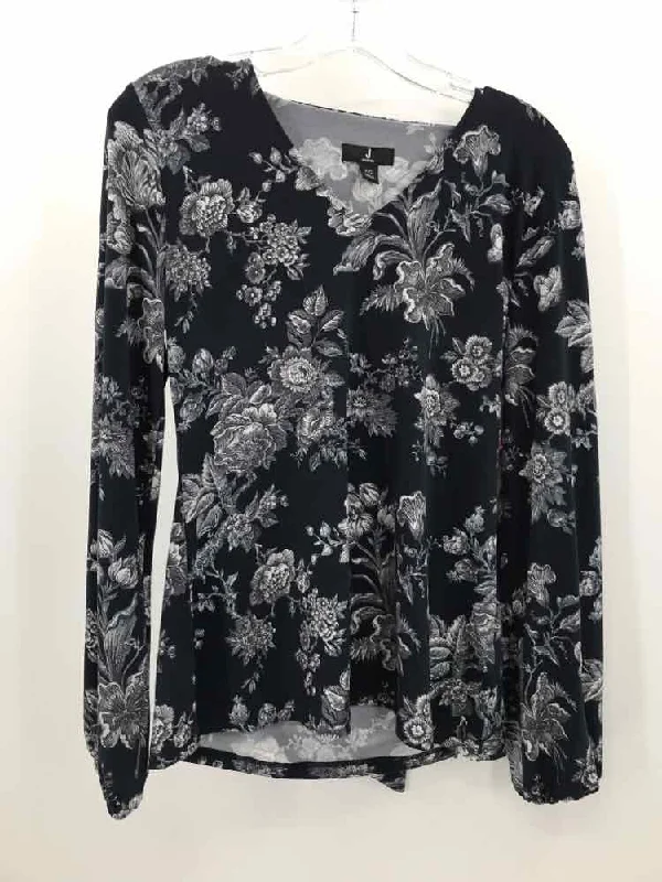 Pre-Owned J Jason Wu Navy Size XXS Printed Blouse Mandarin Collar Blouse