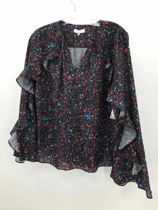 Pre-Owned Parker Black Size Medium Floral Blouse Sweetheart Neck Blouse