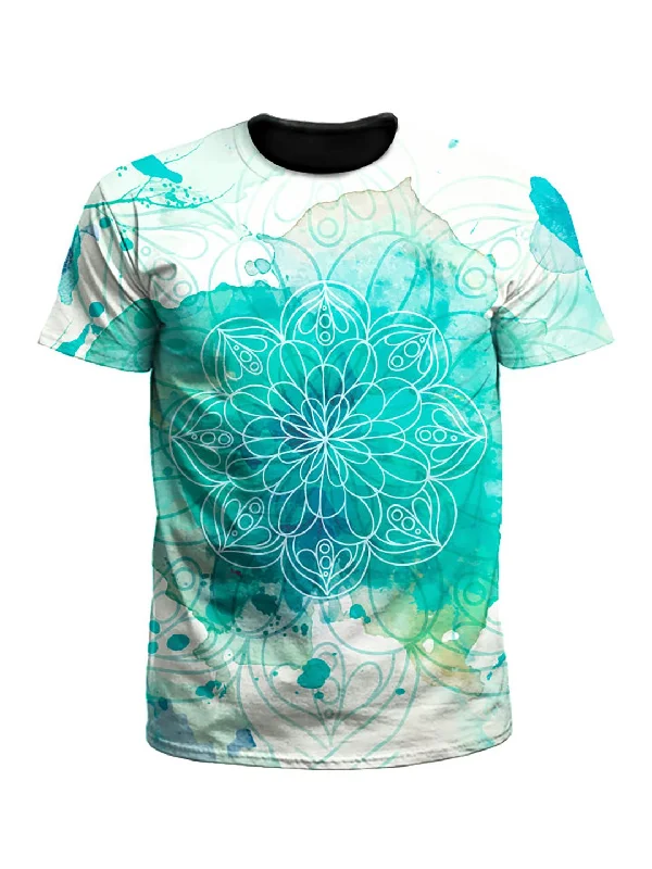 Mandala Splotches Watercolor Unisex T-Shirt-- Plaid T-Shirt Polka Dot Checkered