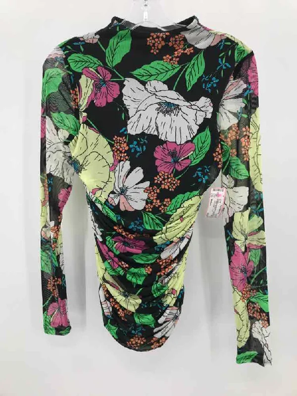 Pre-Owned AFRM Black Size Medium Floral Blouse Boho Printed Blouse